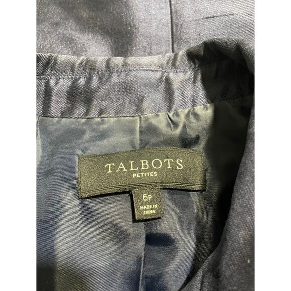 Talbots Silk Wool Blazer Suit Jacket Women's Size 6 Petite 6P Blue Career Office - Picture 7 of 10